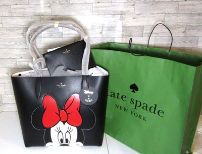 Kate Spade New York X 迪士尼双面米妮手提包带腕带全新带标签 — 第 1/4 张图片