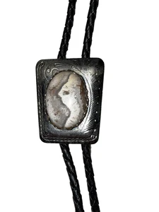 Jasper Stone Inlayed In Metal With Bolo Tie - Picture 1 of 4