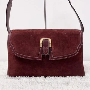 Vintage GUCCI Old GG Suede Leather Shoulder Bag Wine Red Burgundy Rare - Bild 1 von 20