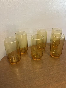 Vintage USA Anchor Hocking Getränk Gläser Honig Bernstein 6er Set - Bild 1 von 5