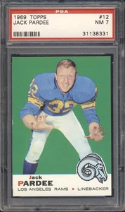 1969 Topps Fútbol Jack Pardee #12 PSA 7 Los Angeles Rams Casi Nuevo - Imagen 1 de 2