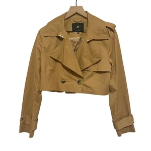 7 For All Mankind Cropped Trench Jacket Camel Women's Size Medium - Picture 1 of 9