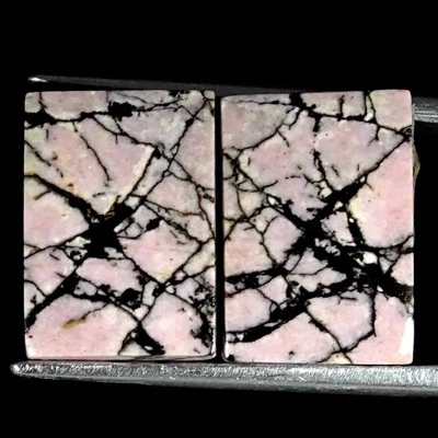 19.80Cts Natural Rhodonite Cushion Pair Cabochon Loose Gemstone 11x15x4mm - Image 1 of 4