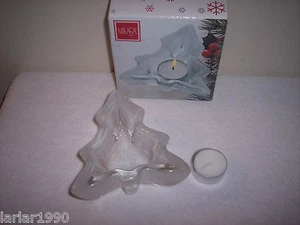 MIKASA CRYSTAL FROST AND CLEAR XMAS TREE VOTIVE HOLDER W/CANDLE~NEW IN BOX - Bild 1 von 5