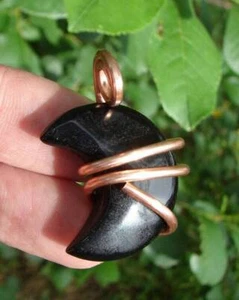 Handarbeit Schmuck schwarzer Onyx Mond Anhänger echte Kristalle Amulett Halskette #7 - Bild 1 von 3