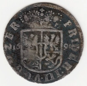 1691 GERMAN STATES KM#551 Brandenburg 1/12 THALER. F. Friedrich III SILVER COIN - Picture 1 of 2