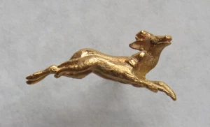 VINTAGE 14K GELBGOLD JAGDHUND JAGT EINEN HIRSCH ANSTECKNADEL - Bild 1 von 6
