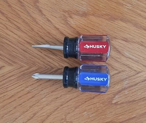 Husky Stubby 2 Piece Screwdriver Set 1/4" Slotted , #2 Phillips Made In the USA - Picture 1 of 10