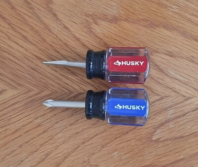 Husky Stubby 2 Piece Screwdriver Set 1/4" Slotted ,  #2 Phillips Made In the USA - Image 1 of 4