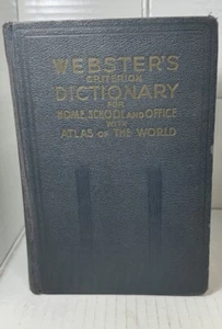 Vintage Websters criterion dictionary for homeschool in office W/World Atlas  - Picture 1 of 8