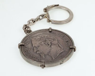 1870 France 5 Francs Silver Frame Set Coin Key Chain Set  - Image 1 of 4