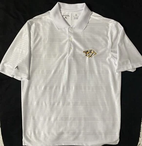 Men's Nashville Predators Antigua Short Sleeve Polo Shirt, Medium, White - Picture 1 of 4