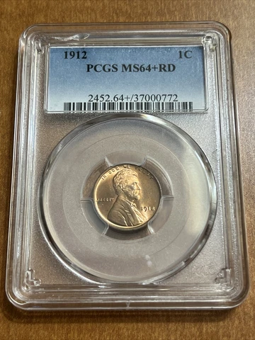 1912 P Lincoln Cent - PCGS MS 64+ RD Red - Beautiful Coin Cover