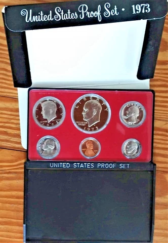 1973-S United States PROOF Set (6 Coins) IKE $ - US Mint Issued Case & Folder Cover