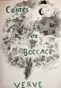 Marc Chagall ""Contes de Boccace"" seltene Original Lithographie Frankreich Teller signiert - Bild 1 von 7