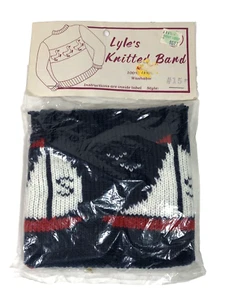 Lyle's Knitted Band Fabric For Sweater Sail Boat Navy Blue Preppy 80s Nautical - Picture 1 of 8