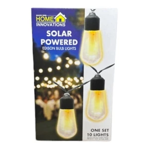 Solar String Lights Outdoor Waterproof Patio Lights 12FT 10 LED Edison Bulbs - Picture 1 of 6