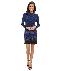 NWT $99.50 MICHAEL KORS Snakeskin Lace Print Shift Dress Amalfi Blue or Cream - Picture 1 of 21