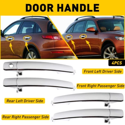 4x Manija de puerta exterior delantera y trasera lado conductor/pasajero para 08-13 Nissan Rogue Foto 1 de 4