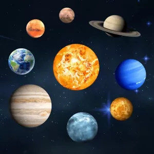 9 Planets Solar System Luminous Wall Stickers Fluorescent Kids Bedroom Decal - Picture 1 of 10