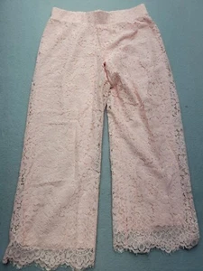 Isaac Mizrahi Live! Women Pants Medium Pink Paperbag High Rise Lace Wide-Leg - Picture 1 of 17