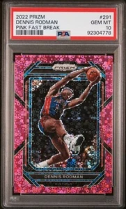 2022 DENNIS RODMAN PANINI PRIZM PINK FAST BREAK /50 PSA 10 - Picture 1 of 2