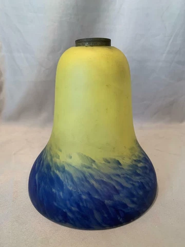 Blue Yellow Vintage Art Deco Glass Shade Cover