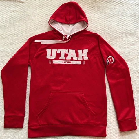 Champion UTAH UTES Hoodie Sweatshirt RED Pullover Unisex Adult Sz Small *flaw Cover