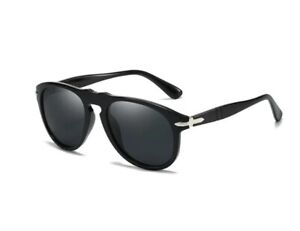 REPLICA Persol 649 Style con cerniera in metallo occhiali Black da sole pilota