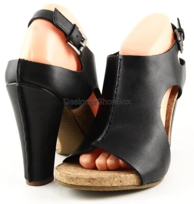 $130 LUXURY REBEL CHAD Black Designer Fashion Platform Heels Sandals 7 EUR 37 - Image 1 of 4