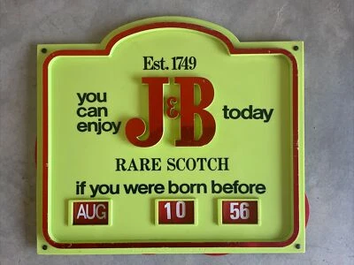 RARE Vintage J & B Scotch Whiskey Advertising Calendar Proof of Age Plastic Sign - Image 1 of 4