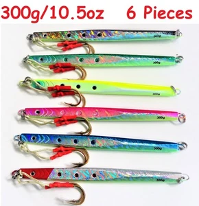 6 Pieces 300g/10.5oz Speed Vertical Knife Butterfly Jigs Saltwater Fishing Lures - Picture 1 of 7