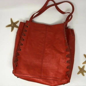 Borsa tote INC International Concepts rosso-arancio ecopelle dettagli stringati - Foto 1 di 6