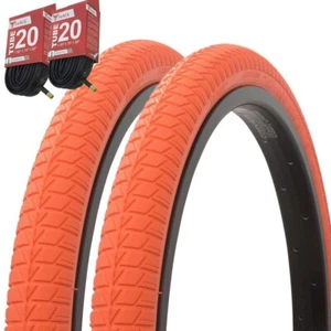 1PAIR! PRO+ BMX Bicycle Bike Tires & Tubes 20" x 1.75" ORANGE FREESTYLE P-1064 - Picture 1 of 1