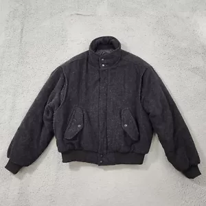 Vintage Members Only Jacket Mens 46 Gray Dark Heather Bomber Heavy All Pure Wool - Picture 1 of 18