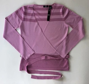 Neu mit Etikett Mädchen R U B Z rosa gestreift vorne gewickelt Gürtel Pullover-Größe L - Bild 1 von 2