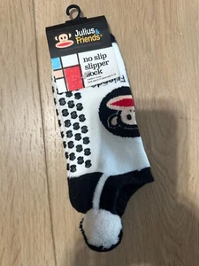 Paul Frank No Slip Slipper Socks Black White sz 9-11 - Picture 1 of 3