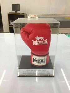 Boxing Glove Display Case Personalised Silver or Gold Mirror base colour option - Picture 1 of 18