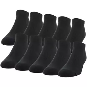 Men's Active Cotton Low Cut Socks 10-Pairs Black Shoe Size 6-12 - Picture 1 of 7
