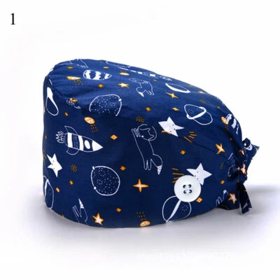 Unisex Surgical Scrub Cap Hat with Buttons Women Men Hospital Doctor Nurses ↷ - Image 1 of 4