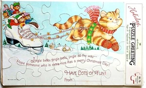 NEW Vintage Hallmark Jingle Bells “Cat & Mouses” Christmas Holiday Puzzle Card - Picture 1 of 2