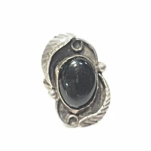 Vtg Silver Tone & Black Onyx Statement Ring Unmarked - Picture 1 of 7