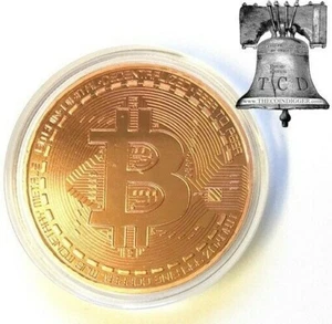 BTC BITCOIN Copper Coin Round + Capsule Holder Case USA Seller & Miner - Picture 1 of 3