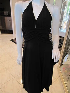 Max And Cleo Black Halter Dress Front & Back Ruching * NWOT * * Med - Picture 1 of 7