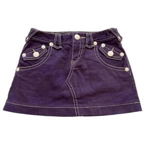 Burberry Blue Label Purple Denim Mini Skirt White Hardware Size 24 - Picture 1 of 10