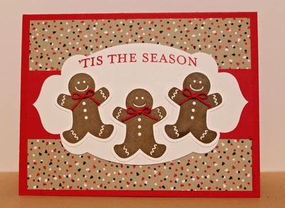 KIT DE TARJETAS DE FELICITACIÓN DE Navidad ~4 Tarjetas + Env~ Estampación de Pan de Jengibre Hombres Foto 1 de 2