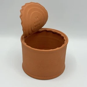 Vintage Terra Cotta Clay Open Tin Can Sculpture Pop Art Japan MCM Pottery - Picture 1 of 10