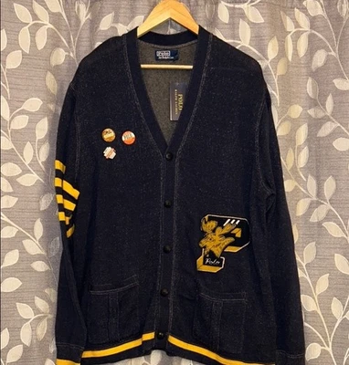 Cardigã Polo Ralph Lauren Masculino Varsity Letterman Patch Tamanho 2XL Novo com etiquetas - Imagem 1 de 4