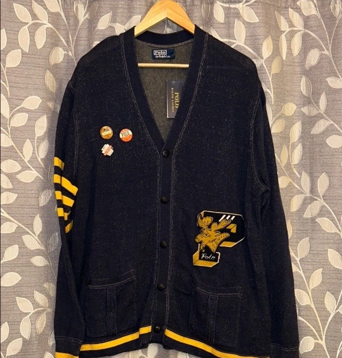 Cárdigan Polo Ralph Lauren Para Hombres Varsity Letterman Parche Talla 2XL NUEVO CON ETIQUETAS Foto 1 de 4