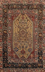 Semi-Antique Vegetable Dye Gold Wool Hand-made Tribal Rug Traditional Carpet 4x6 - Picture 1 of 17